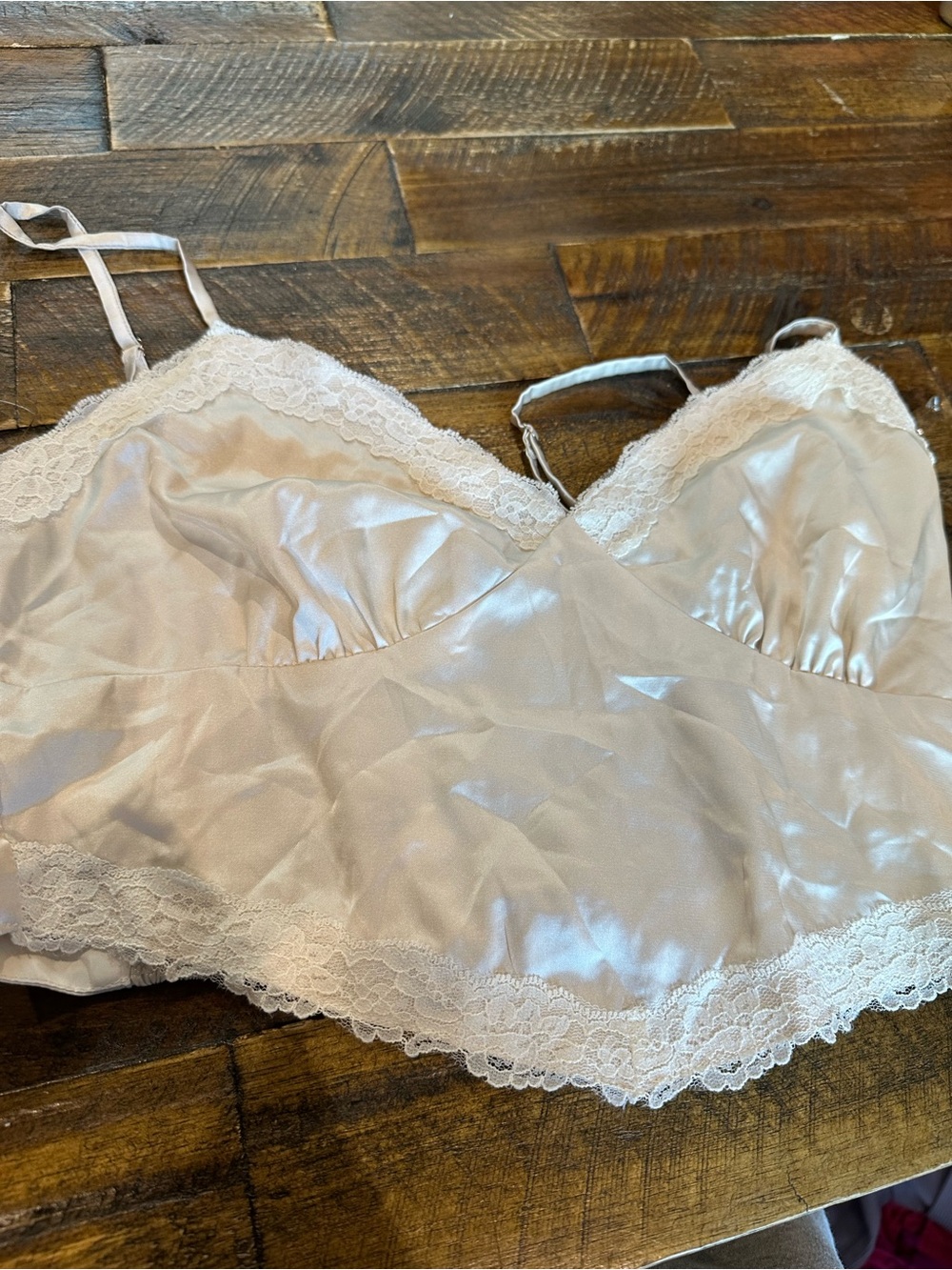 Windsor Silky Lace Trim Camisole Bralette in Light Cream